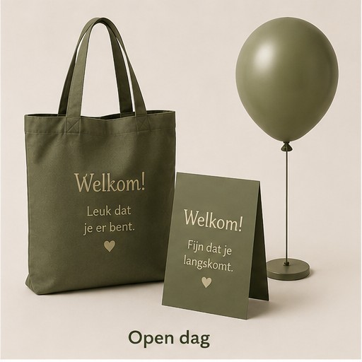 Welkomsttas en kaartje voor open dag